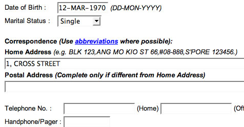 Address field in form