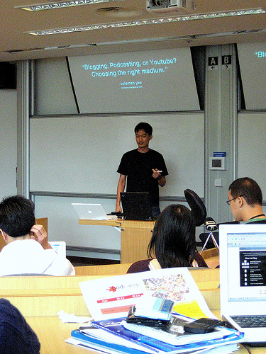 Coleman presenting at Podcamp